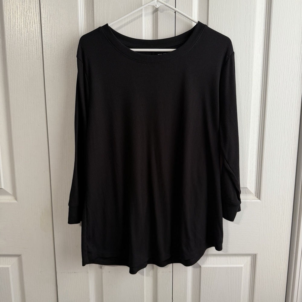 Time & Tru Black Soot 3/4 Sleeve Top Women's Size XXL Minimalist Travel Office